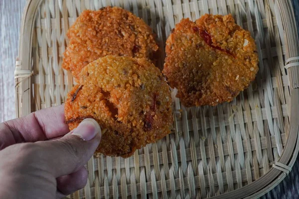 Vada Vadai Vadei Geleneksel Bir Güney Hint Yemeğidir Acılı Baharatlı — Stok fotoğraf