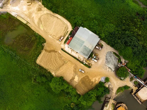 Imagen Aérea Arriba Hacia Abajo Del Sitio Construcción — Foto de Stock