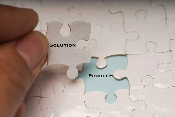 Problémamegoldás Vagy Megoldás Koncepció Probléma Megoldás Megfogalmazása Puzzle Darabok — Stock Fotó