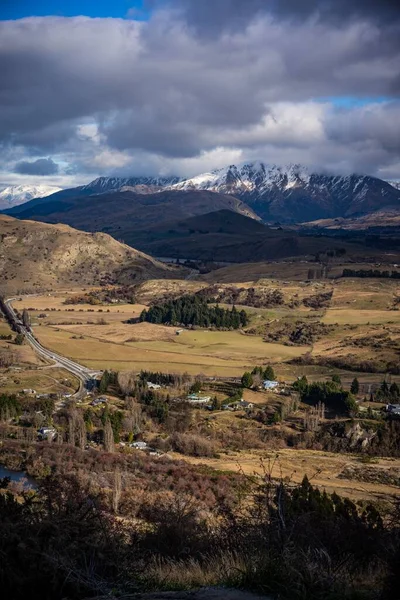 Vista Panorámica Winding Road Crown Range Nueva Zelanda — Foto de Stock
