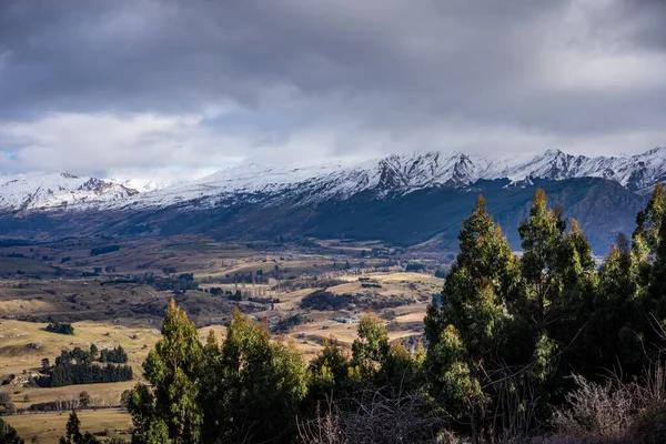 Widok Krętą Drogę Crown Range Nowa Zelandia — Zdjęcie stockowe