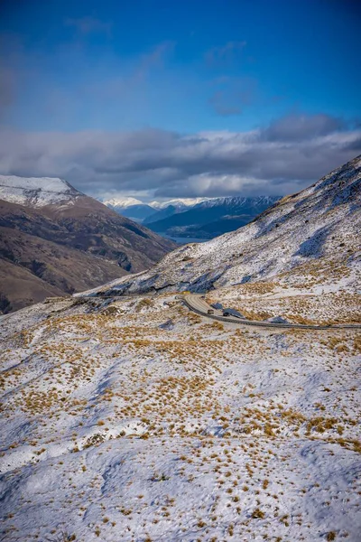 Vue Panoramique Route Sinueuse Crown Range Nouvelle Zélande — Photo