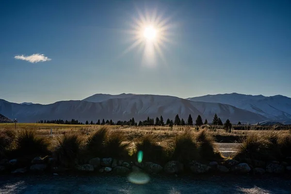 Vue Panoramique Lac Pukaki Île Sud Nouvelle Zélande Coucher Soleil — Photo
