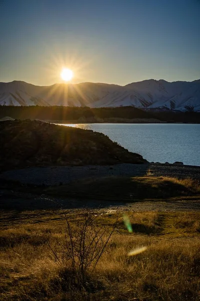 Vista Panorámica Del Lago Pukaki Isla Sur Nueva Zelanda Durante — Foto de Stock