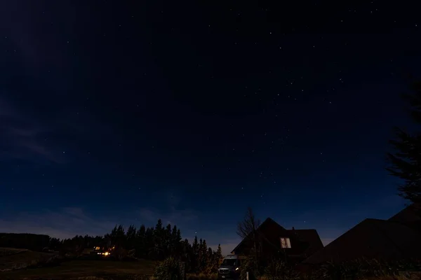 Noche Estrellada Con Vía Láctea Parque Nacional Aoraki Isla Sur — Foto de Stock