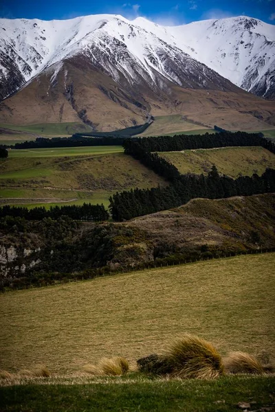 Vista Panorâmica Desfiladeiro Rakaia Nova Zelândia Com Monte Hutt Fundo — Fotografia de Stock