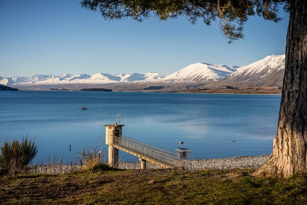 Vista Panorâmica Lago Tekapo Ilha Sul Nova Zelândia — Fotografia de Stock