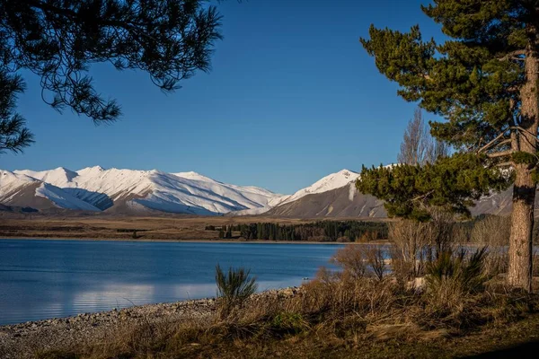 Vista Panorâmica Lago Tekapo Ilha Sul Nova Zelândia — Fotografia de Stock