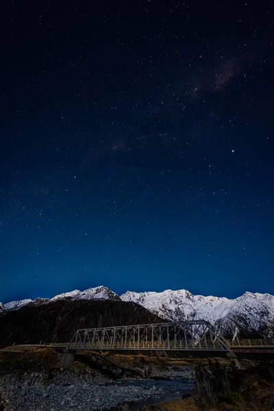 Hvězdná Noc Mléčnou Dráhou Národním Parku Aoraki Jižní Ostrov Nový — Stock fotografie