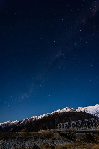 Nuit Étoilée Avec Voie Lactée Parc National Aoraki Île Sud — Photo