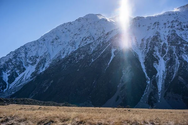 Cook Dağı Veya Aoraki Dağı Nın Manzarası Güney Adası Yeni — Stok fotoğraf