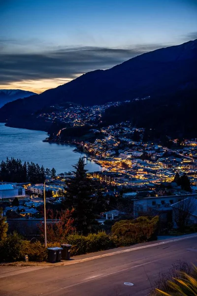 Szenische Ansicht Von Queenstown Neuseeland Bei Sonnenuntergang — Stockfoto