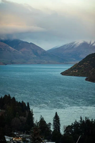 Widok Queenstown Nowa Zelandia Podczas Zachodu Słońca — Zdjęcie stockowe