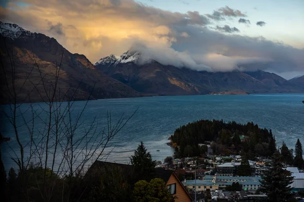 Scenic view of Queenstown, New Zealand during sunset