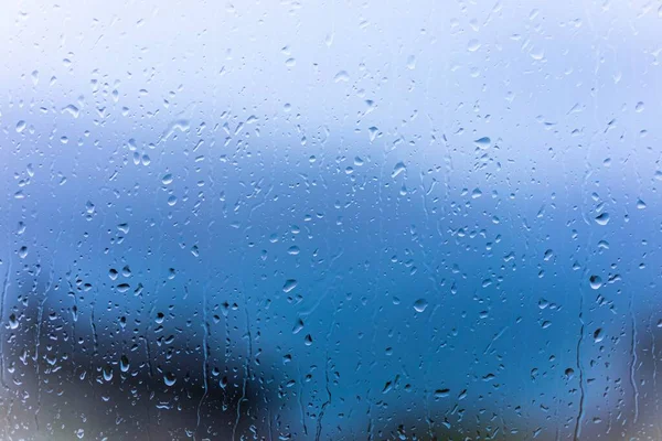 Gouttes Pluie Sur Verre Fenêtre Avec Fond Flou — Photo