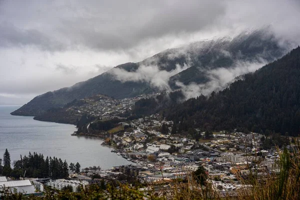 Vista Panorámica Queenstown Nueva Zelanda Durante Puesta Del Sol —  Fotos de Stock