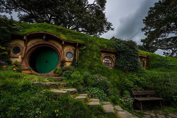 Hobbiton movie set for The Lord of The Rings in Matamata, New Zealand