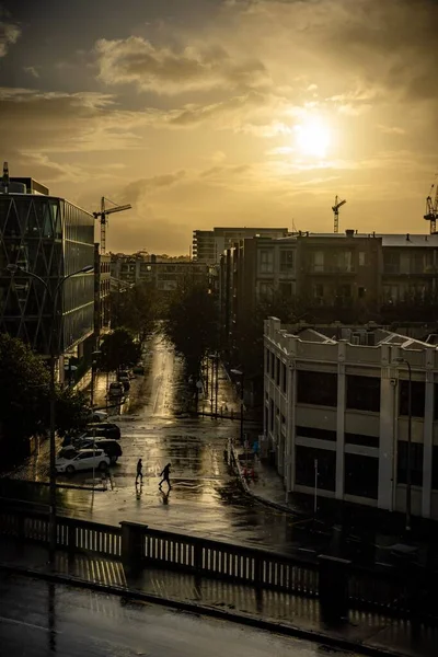 Pôr Sol Cidade Auckland Nova Zelândia — Fotografia de Stock