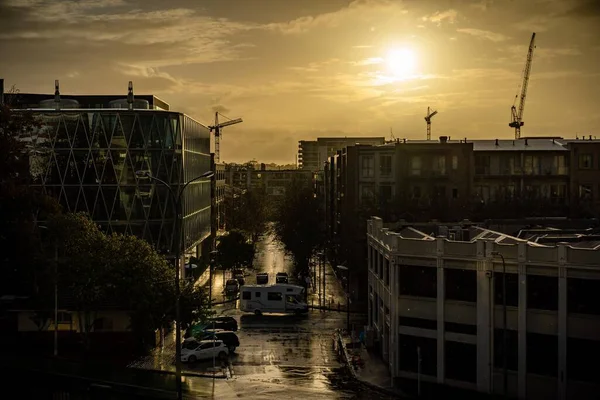 Sunset Auckland Városban Zéland — Stock Fotó