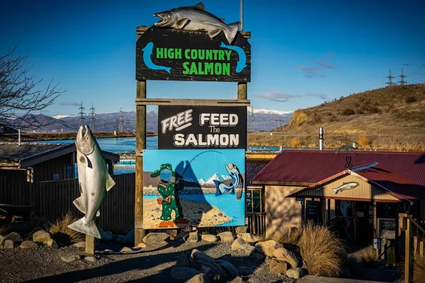 High Country Salmon Signage New Zealand — Stock Photo, Image