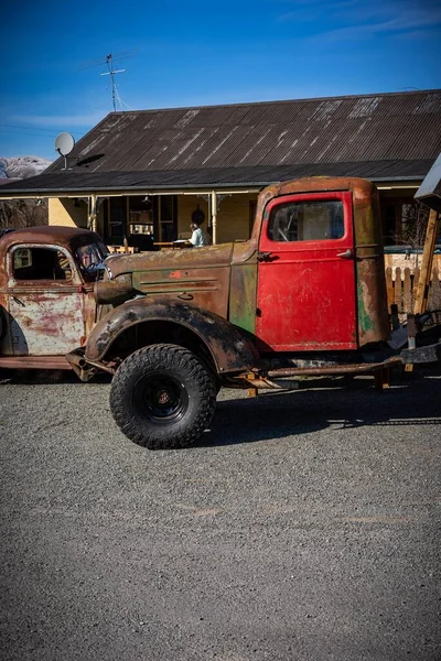 Old Buildings Cars Burkes Pass Heritage Town New Zealand — Stock Photo, Image