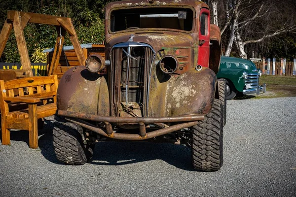 Stare Budynki Samochody Burkes Pass Miasto Dziedzictwa Nowej Zelandii — Zdjęcie stockowe