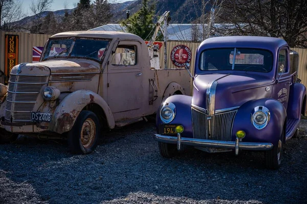 Los Viejos Edificios Coches Burkes Pass Ciudad Patrimonial Nueva Zelanda — Foto de Stock