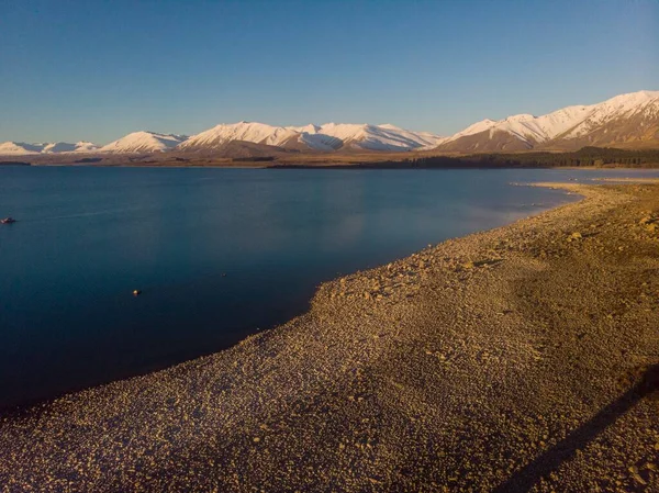 Widok Lotu Ptaka Jezioro Tekapo Wyspa Południowa Nowa Zelandia — Zdjęcie stockowe
