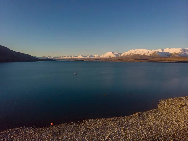 Γραφική Αεροφωτογραφία Της Λίμνης Tekapo South Island Νέα Ζηλανδία — Φωτογραφία Αρχείου