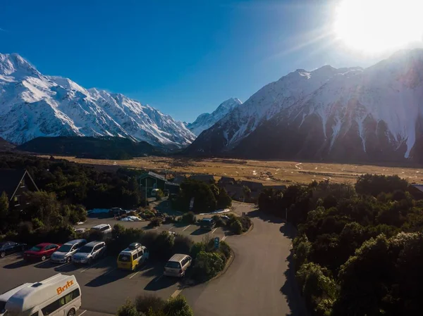 Aoraki Cook Dağı Güney Adası Yeni Zelanda Manzaralı — Stok fotoğraf