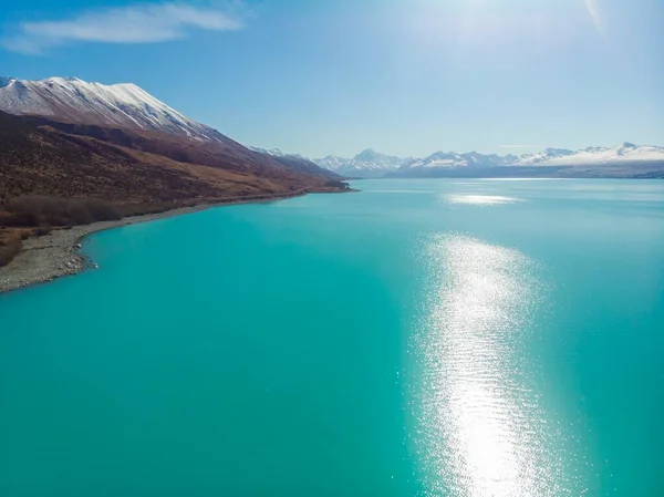 Jezioro Pukaki Wyspa Południowa Nowa Zelandia — Zdjęcie stockowe