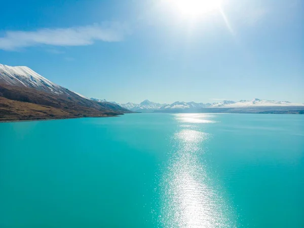 Jezioro Pukaki Wyspa Południowa Nowa Zelandia — Zdjęcie stockowe