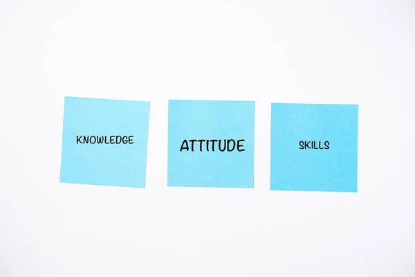 Knowledge, Attitude and Skills wordings on sticky notes isolated against white