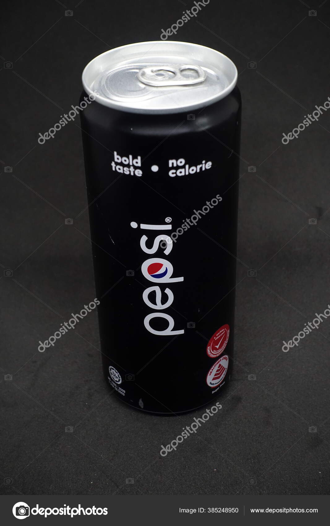 Can Pepsi Black Isolated Black Background Zero Calories Carbonated ...