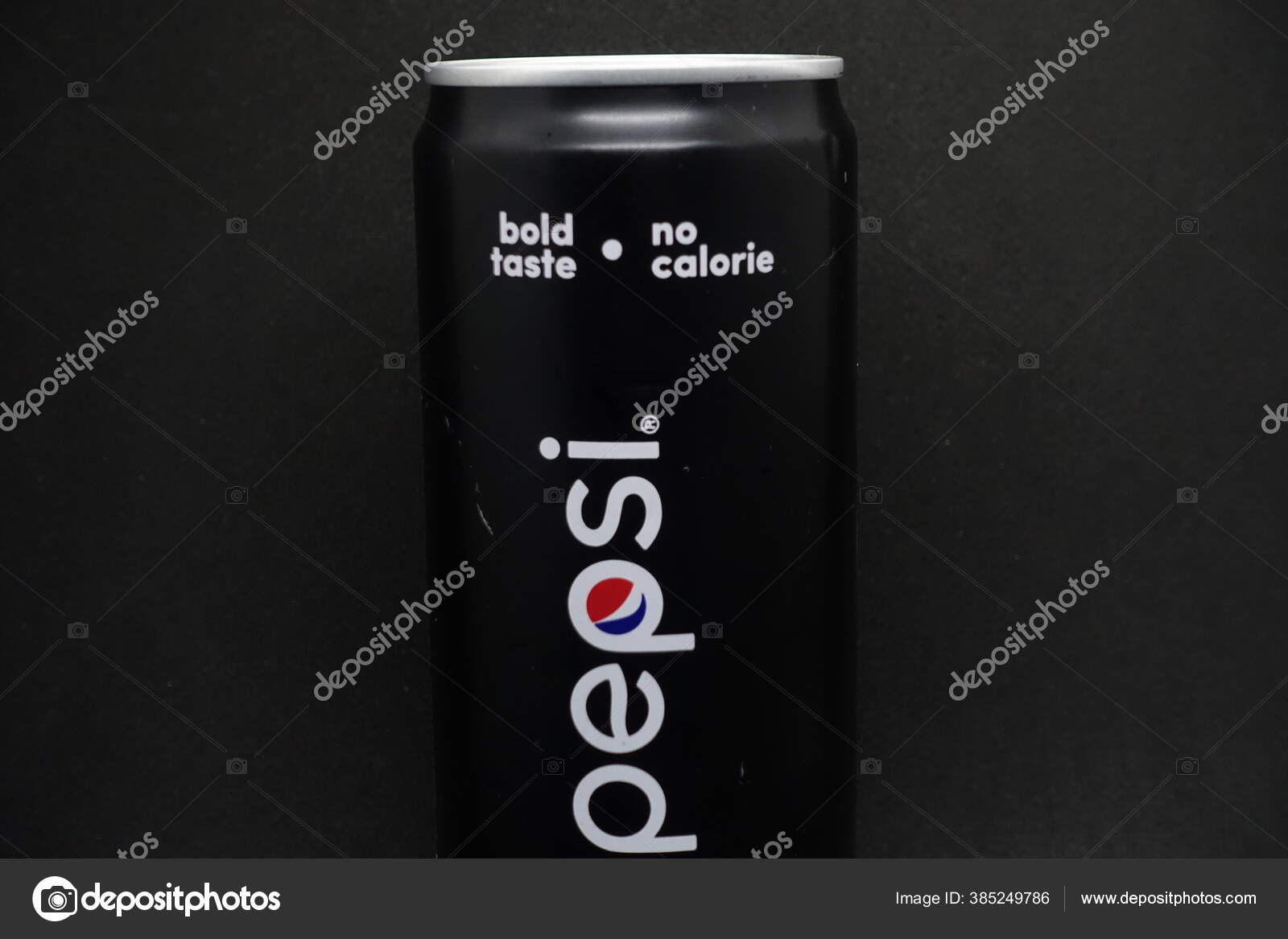 Can Pepsi Black Isolated Black Background Zero Calories Carbonated ...