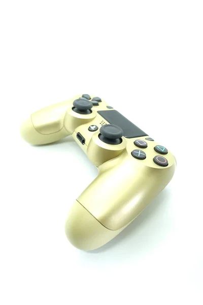 Золотой Цвет Playstation Ds4 Контроллер Изолированном Белом Фоне — стоковое фото