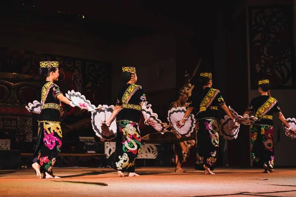 Danza Tradicional Sarawakian Orang Ulu Una Las Etnias Locales Sarawak — Foto de Stock