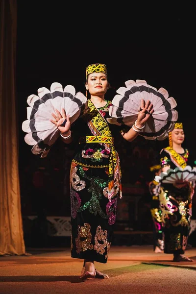 Danza Tradicional Sarawakian Orang Ulu Una Las Etnias Locales Sarawak — Foto de Stock