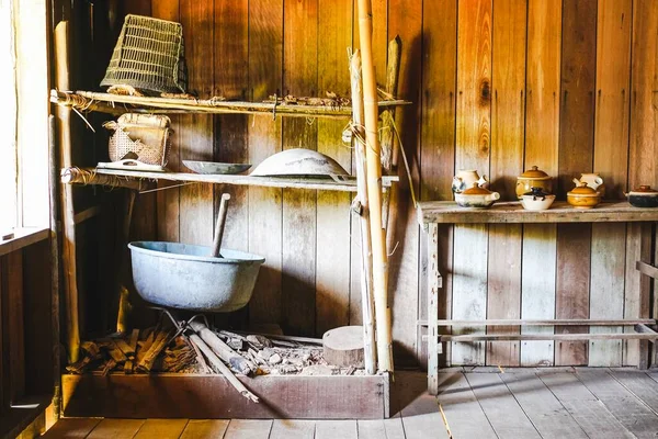 Interno Della Tradizionale Casa Melanau People Una Delle Etnie Del — Foto Stock