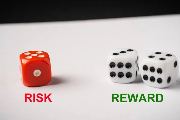 Red White Dices Risk Reward Conceptual Shot — 스톡 사진