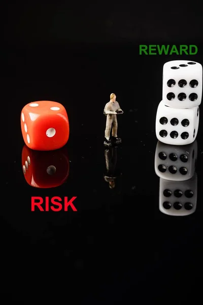 Risk Reward Wordings Red White Dices — Stock Photo, Image