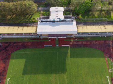 Sarawak Eyalet Stadyumu 'nun tepeden aşağı hava manzarası veya 