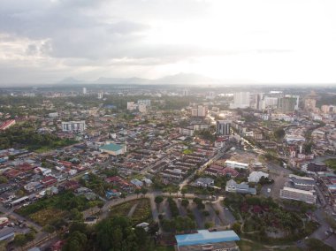 Sarawak Eyalet Hokey Stadyumu 'nun hava manzarası veya Kuching' deki 