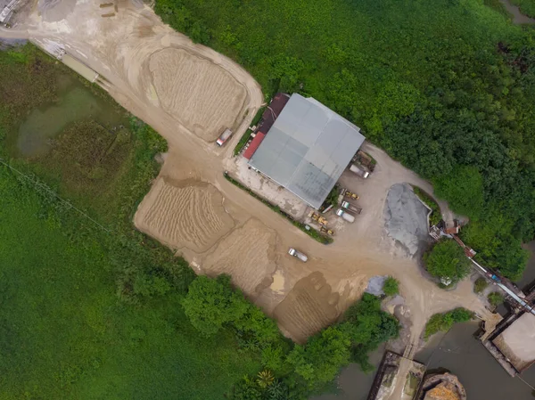 Imagen Aérea Arriba Hacia Abajo Del Sitio Construcción — Foto de Stock