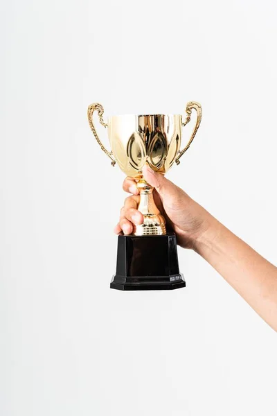 Een Mensenhand Die Een Trofee Vasthoudt — Stockfoto