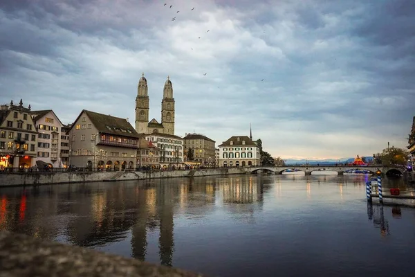 Hermosa Ciudad Zurich Amanecer — Foto de Stock