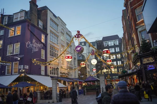 Nachts Geschäftige Oxford Street Der Weihnachtszeit — Stockfoto