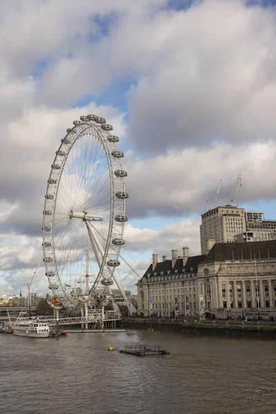 London Eye Dia Nublado — Fotografia de Stock