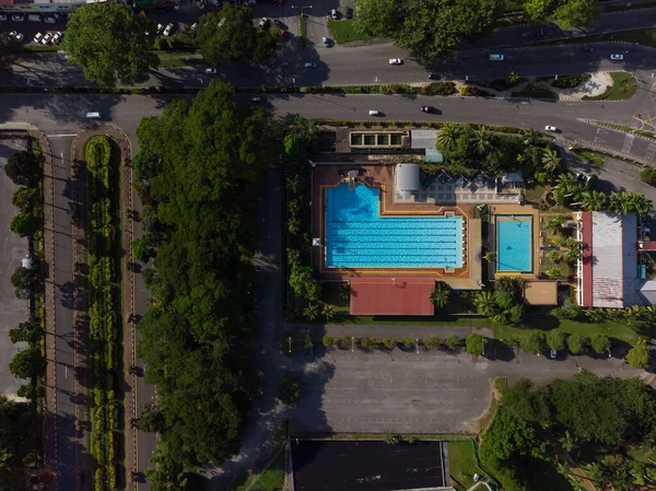 Vista Aérea Cima Para Baixo Uma Piscina — Fotografia de Stock