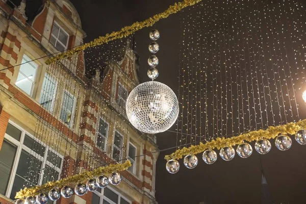 Rušný Oxford Street Noci Během Vánoční Sezóny — Stock fotografie